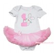 White Baby Bodysuit Light Pink Pettiskirt & 1st Rabbit Birthday Number Print JS4431